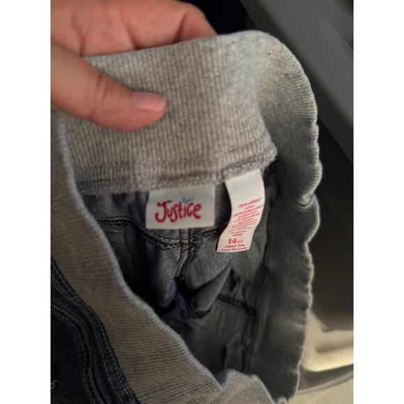 Justice Size 14 1/2 Blue Jean Shorts Super Low Waist Long Bermuda - Picture 3 of 5